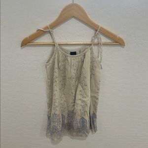 GAP Cream and Gray Embellished Sleeveless Dress